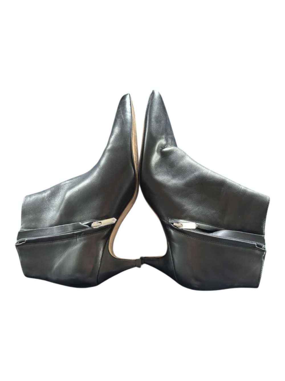 Sam Edelman Kinzey Black Leather Pointed Toe Ankle Booties with Side Zipper